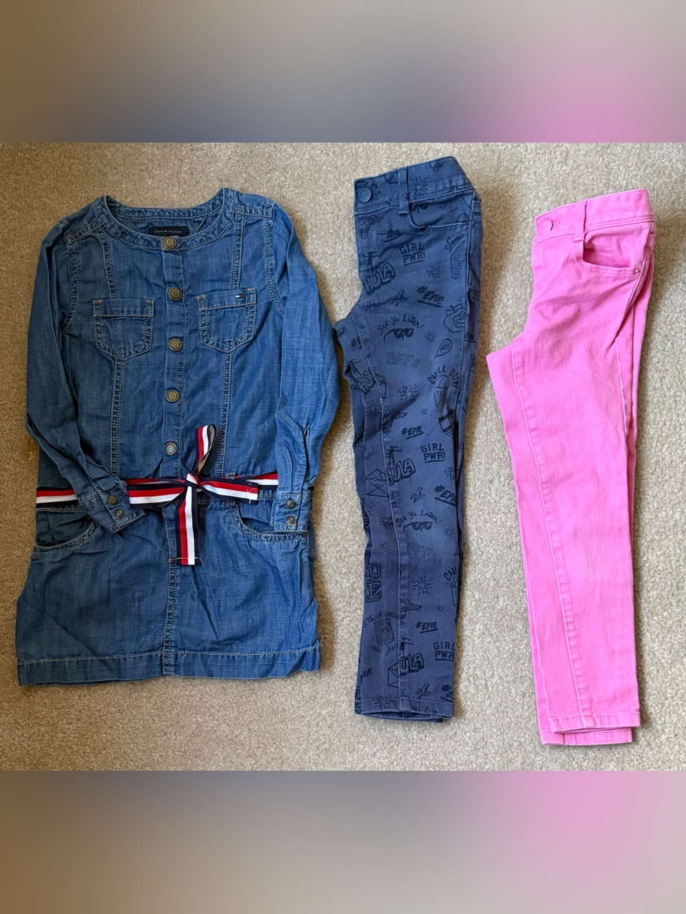 Tommy Hilfiger Girls’ Denim Dress & Denim Leggings Size 5